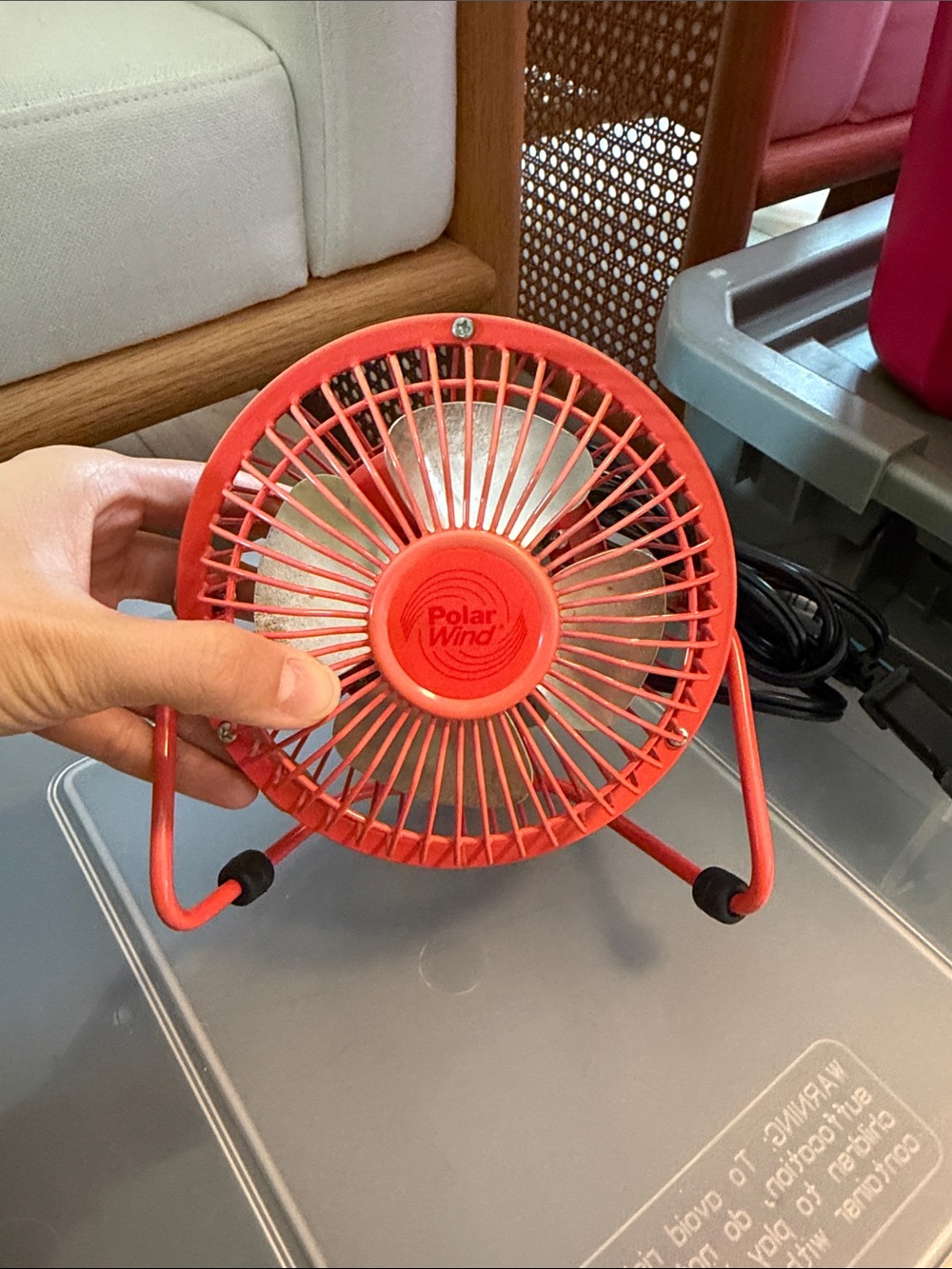 Red USB Desk Fan - Portable Personal Cooling